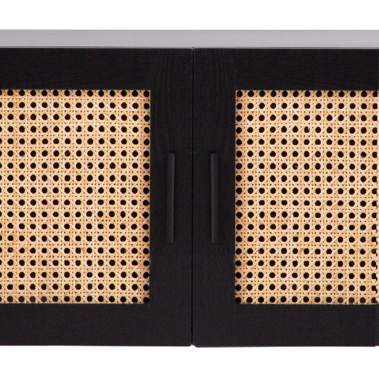 Port Arthur black rattan entertainment unit with rear cable management