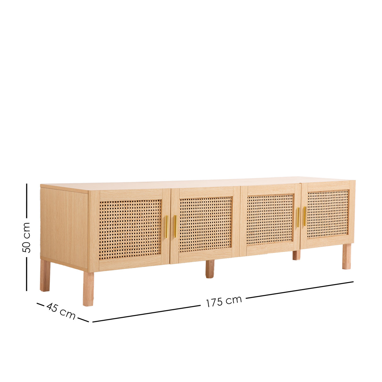 Rowella 175cm Entertainment Unit, Oak Rattan