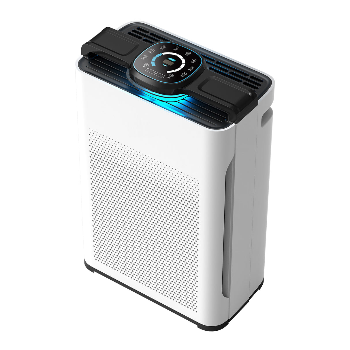 White floor standing air purifier with LED display