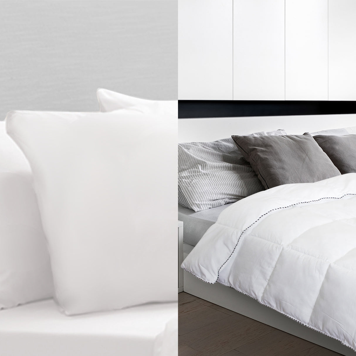 Buckland Bamboo Blend Quilt and Hotel Pillow Set, King, 250GSM