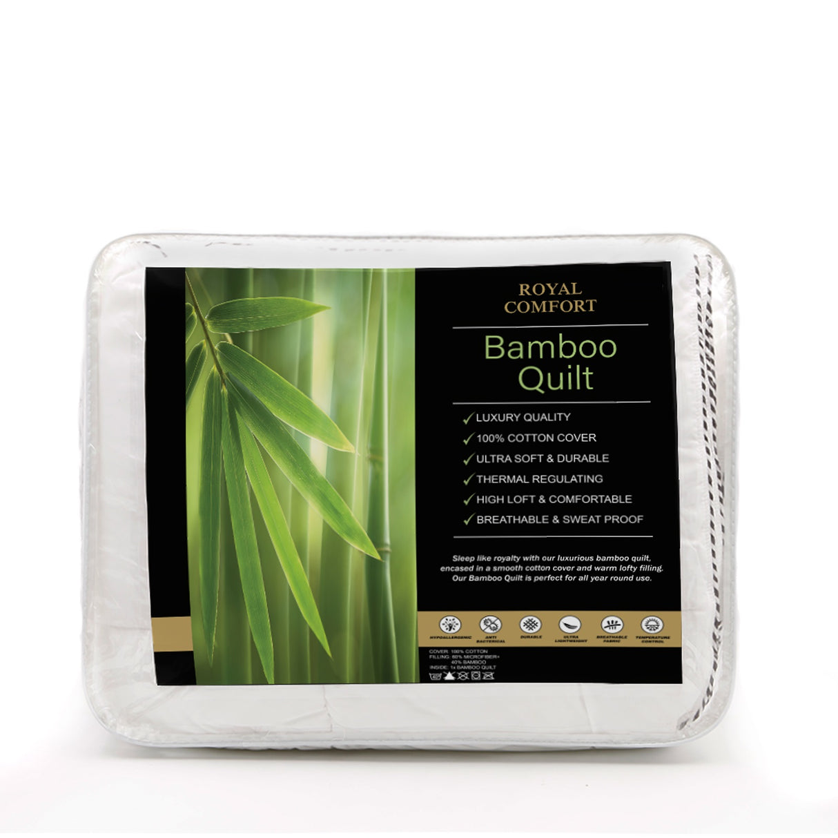 Buckland Bamboo Blend Quilt and Hotel Pillow Set, King, 250GSM