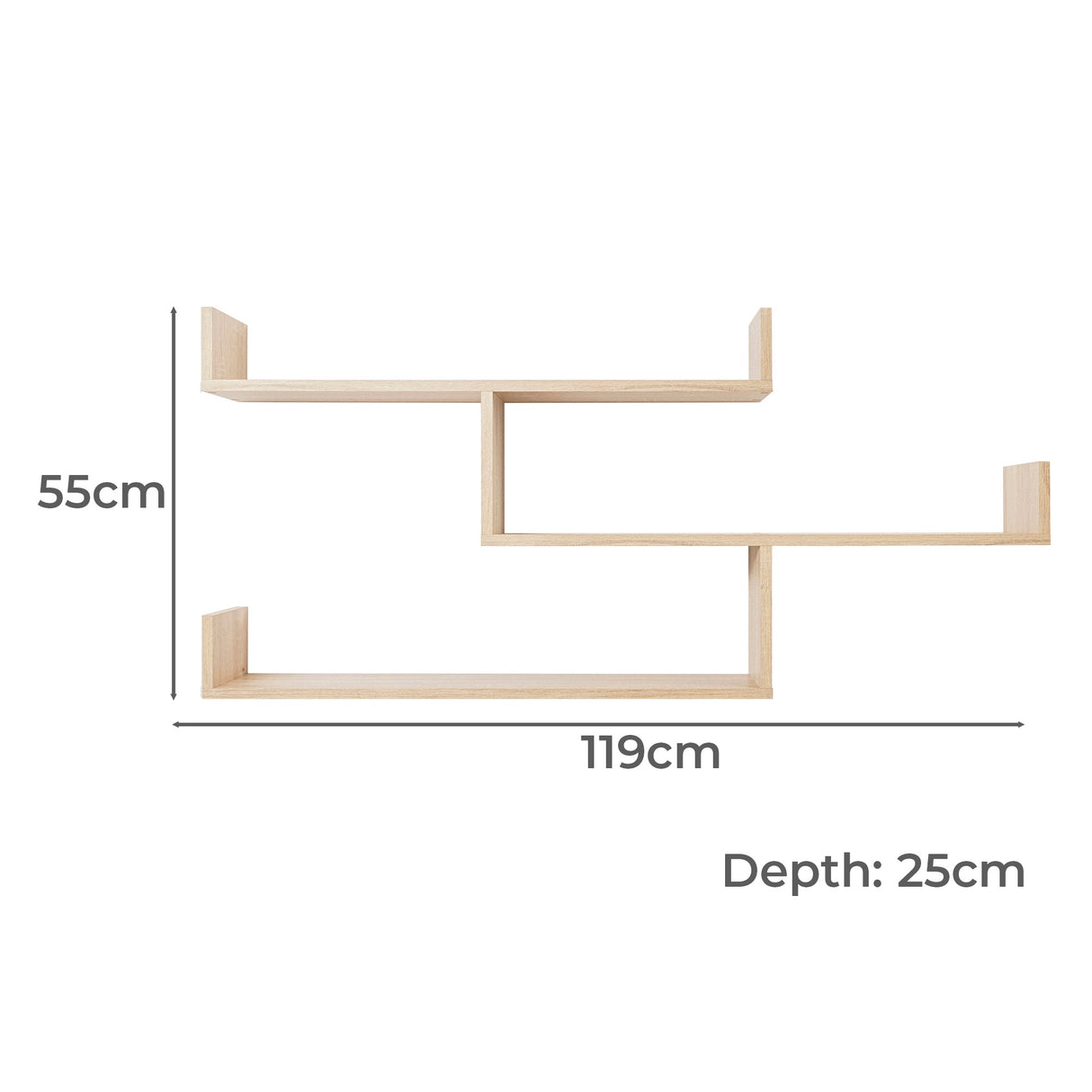Kingswood Floating Wall Shelf, Oak