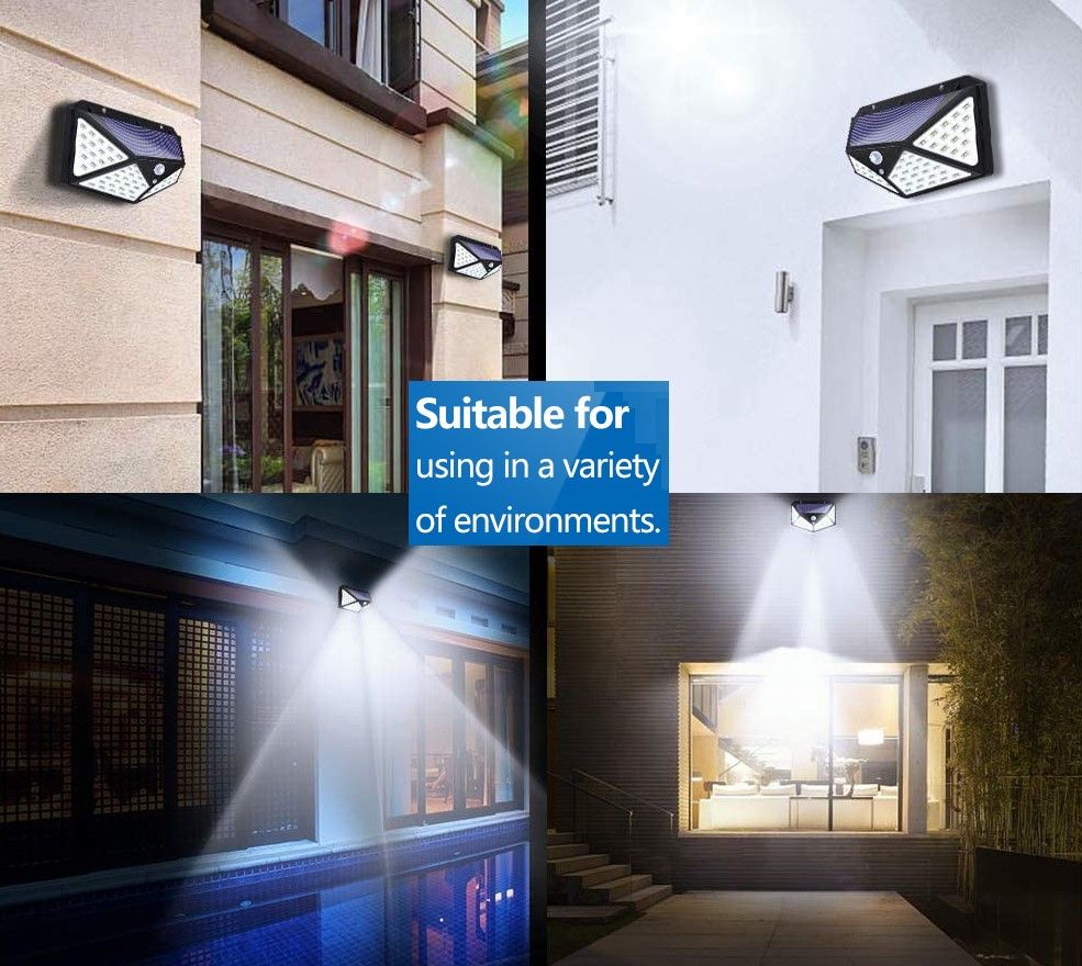 Ruffano Solar Security Light, Motion Sensor, 100 LED, 2 Pack