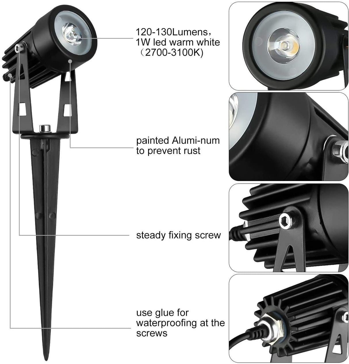 Solar LED Garden Spotlights Outdoor Waterproof Warm White 3 Pack — Allure Home Collections