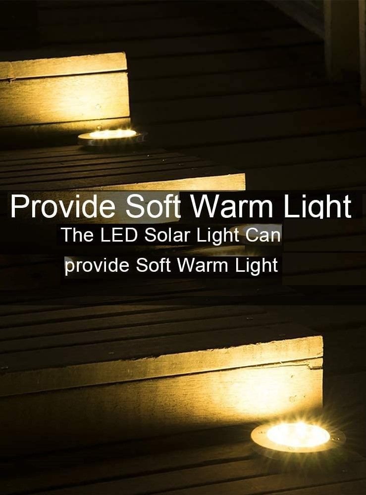 Solar pathway light with warm white 8 LED glow in a garden