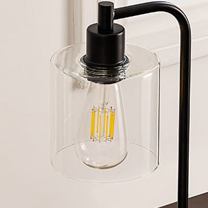 Industrial table lamp with USB ports and bubble glass shade - view 2