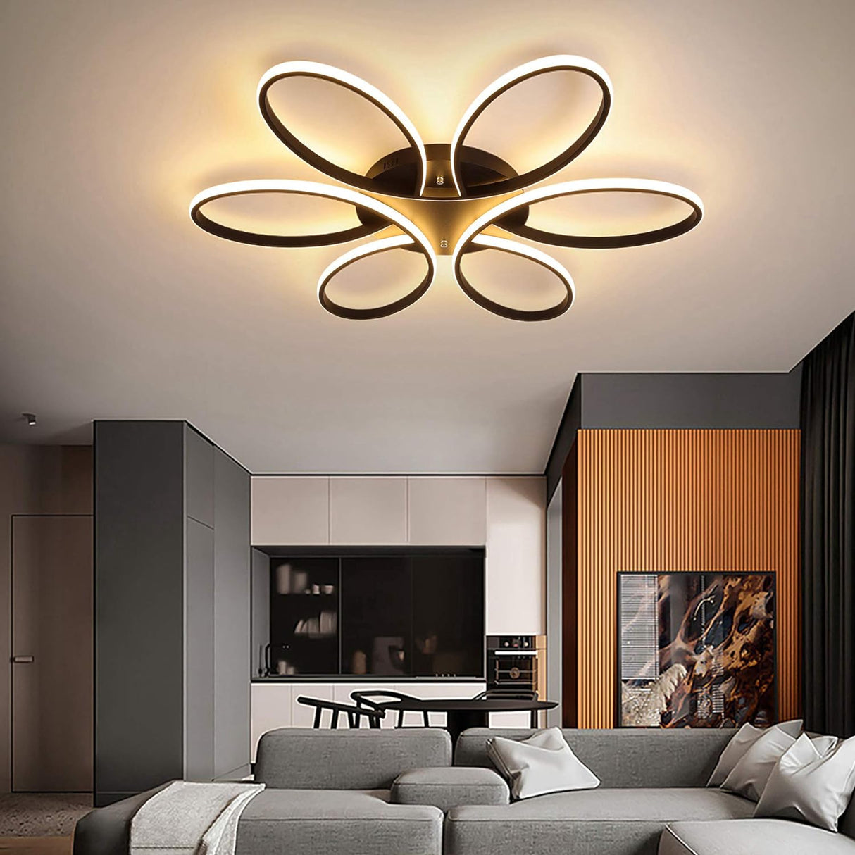 Modern LED Ceiling Light 90cm Dimmable with Remote