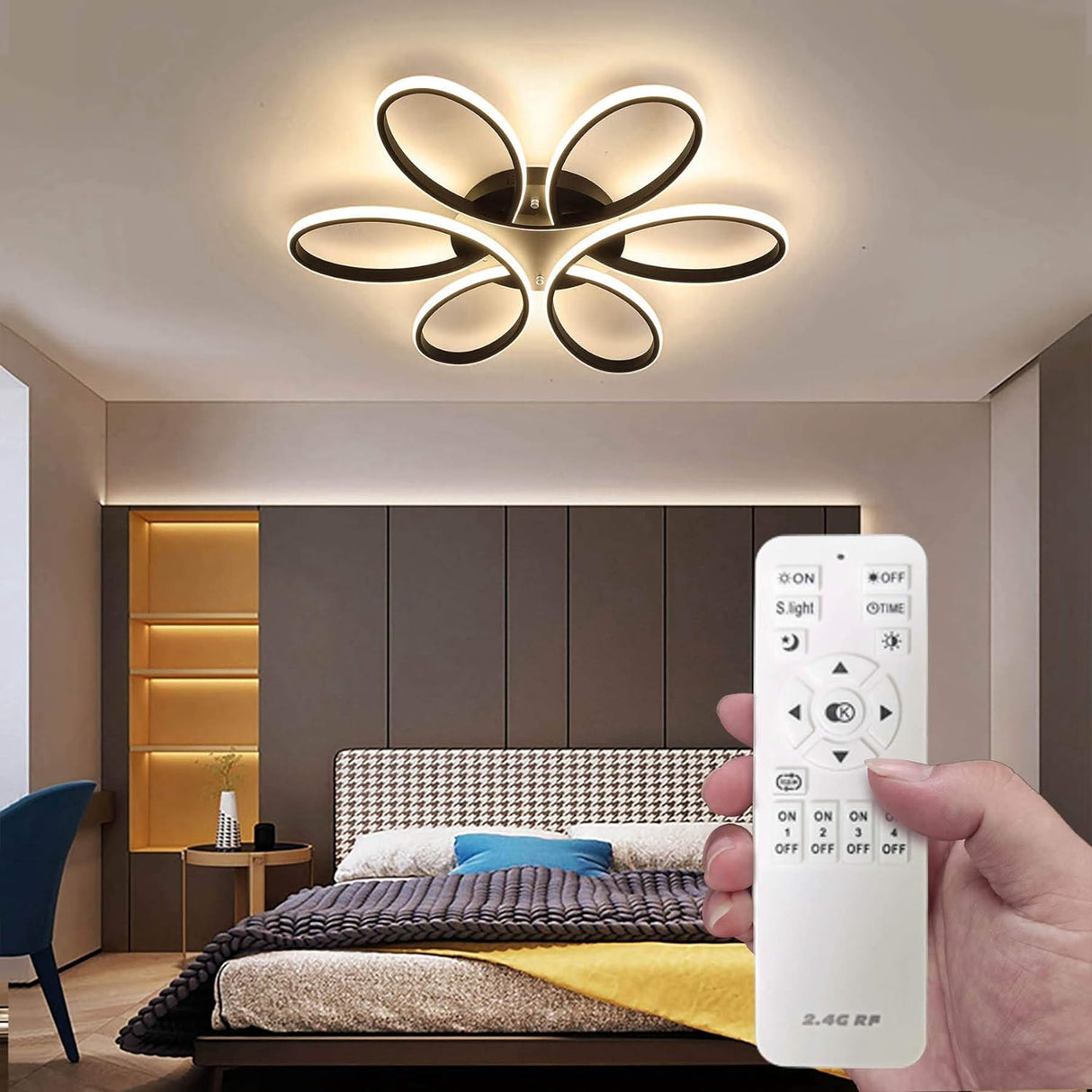 Modern LED Ceiling Light 90cm Dimmable with Remote