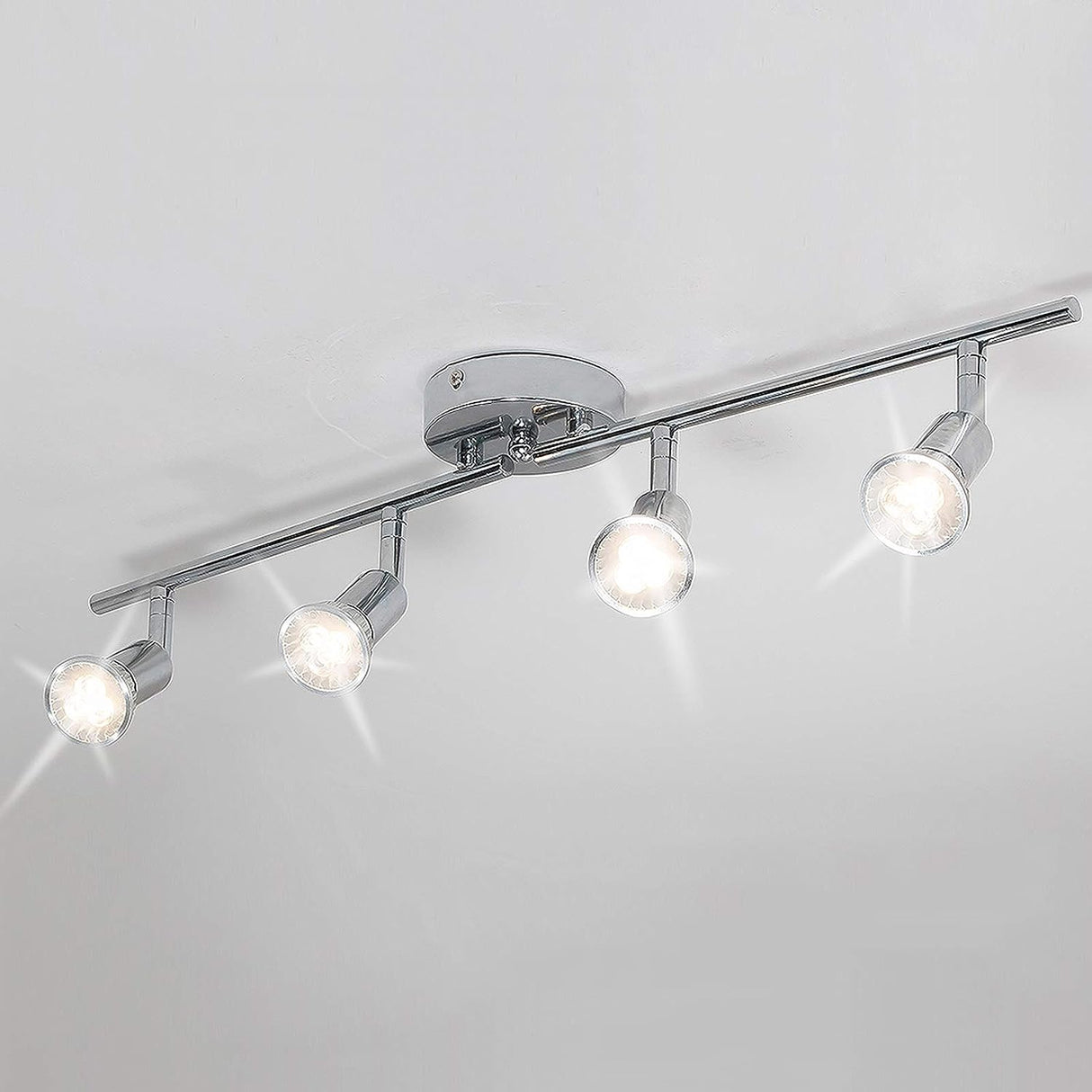 Modern 4 light LED track lighting kit in chrome
