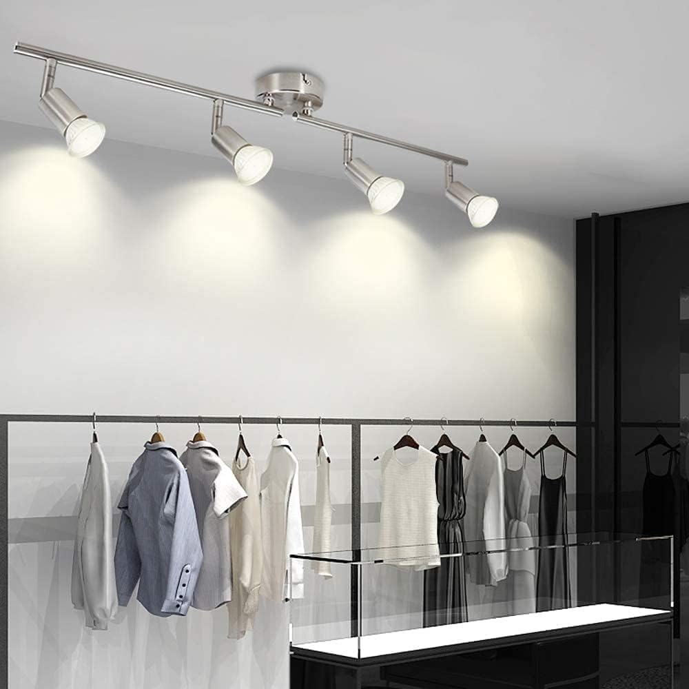 Modern 4 light LED track lighting kit in chrome