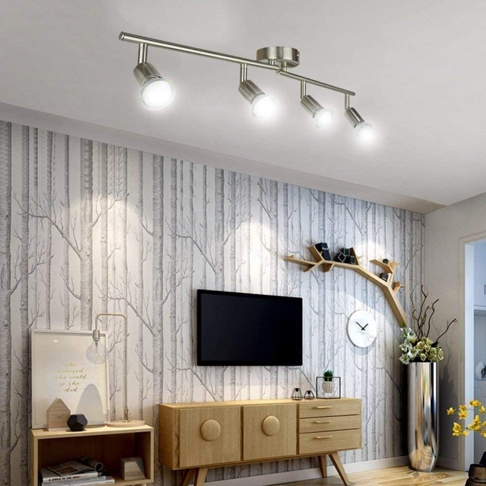 Modern 4 light LED track lighting kit in chrome