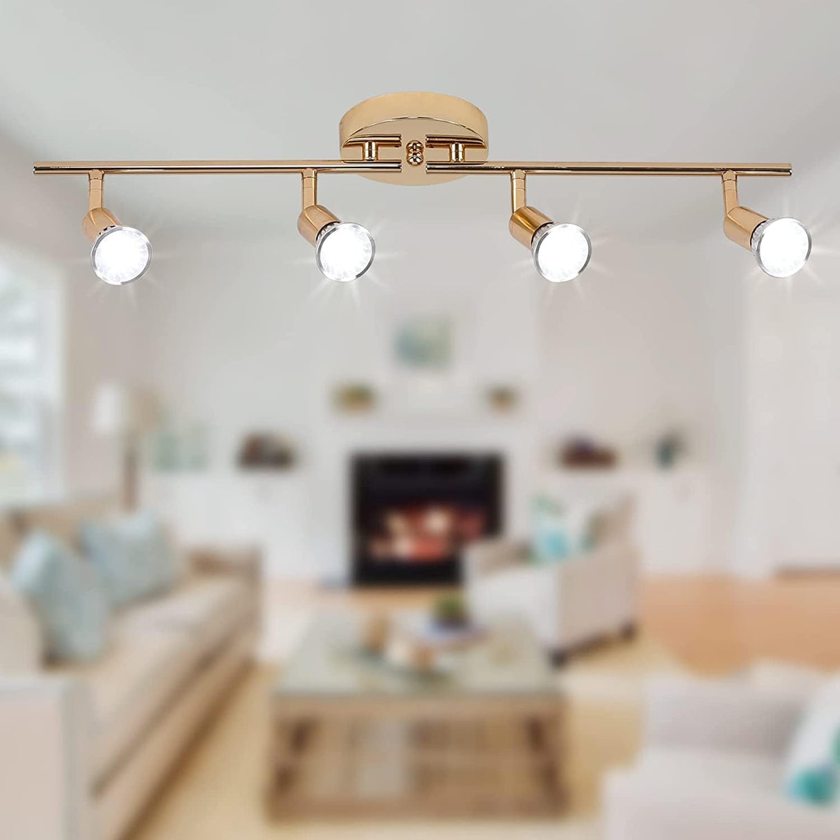 Modern LED Track Lighting Kit 4 Light Gold