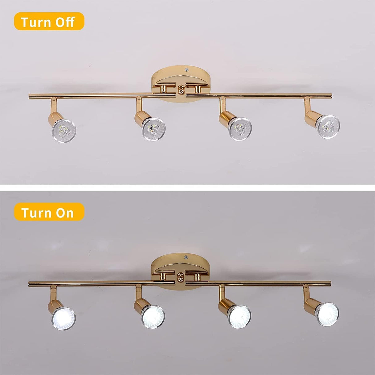 Modern LED Track Lighting Kit 4 Light Gold