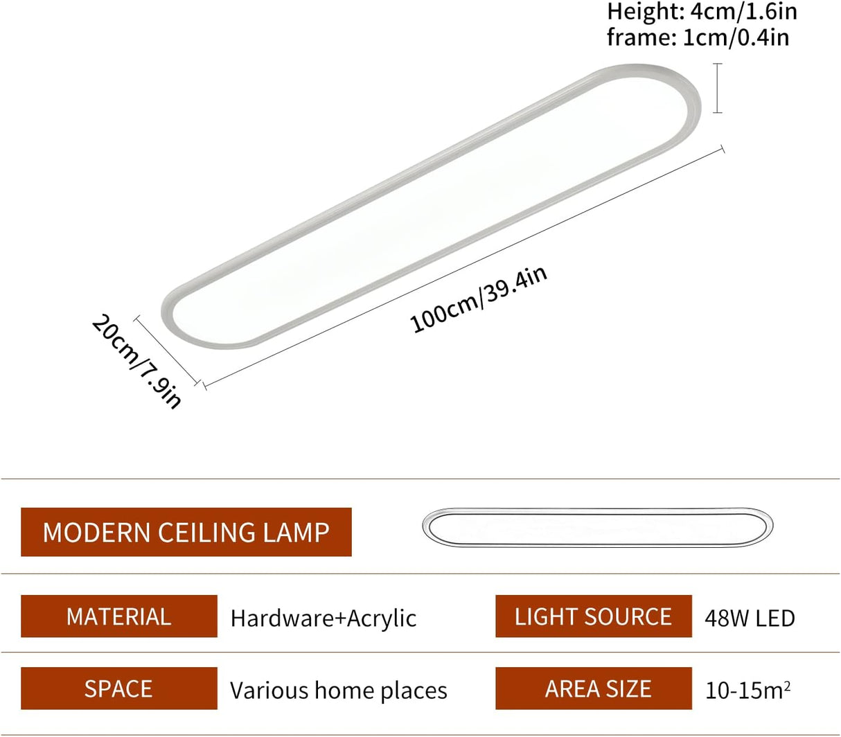 Dimmable LED Ceiling Light 48W White