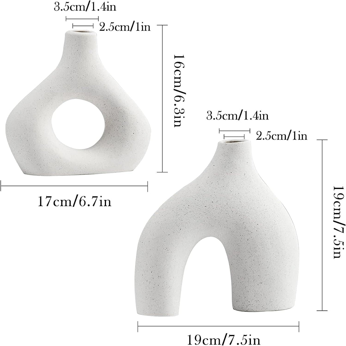 Modern white ceramic vase set of 2