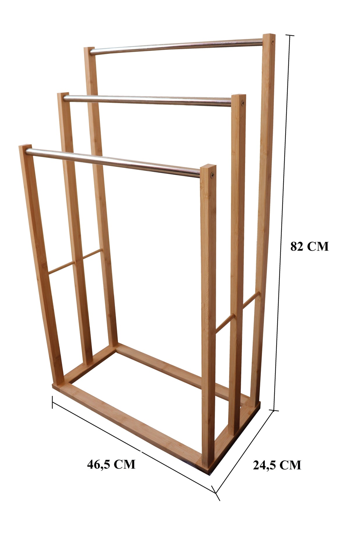 Bamboo and Metal 3-Tier Freestanding Towel Rack — Bathroom and Bedroom — Allure Home Collections