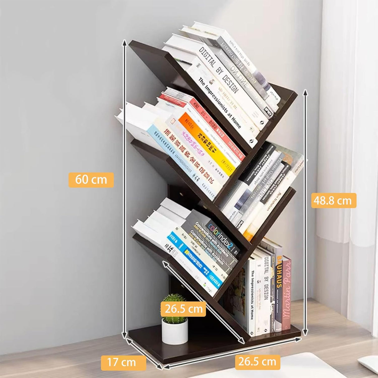 CARLA HOME 5-Tier Tree Bookshelf Storage Rack — Black — Allure Home Collections