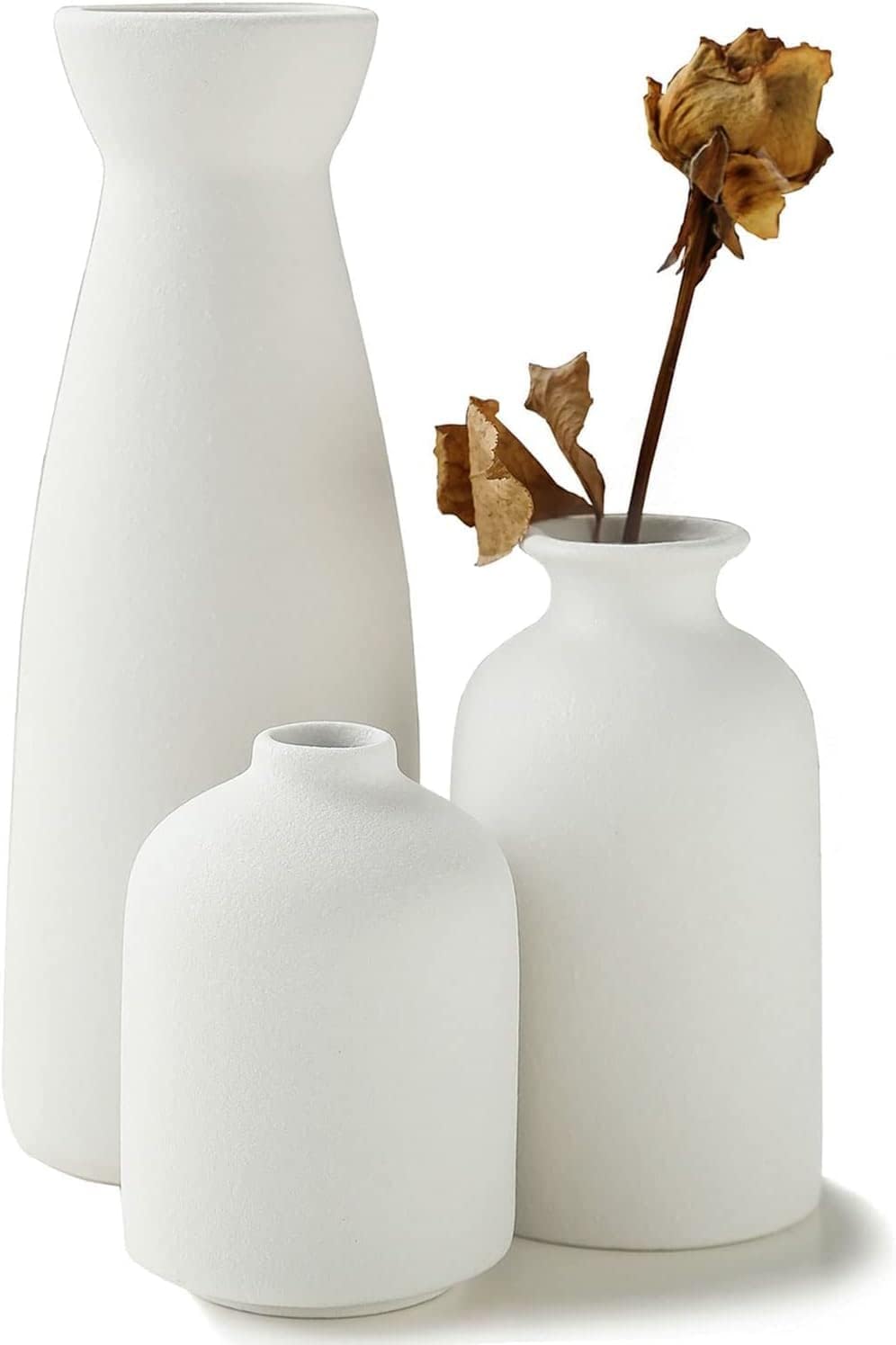 Modern white ceramic vase set of 3