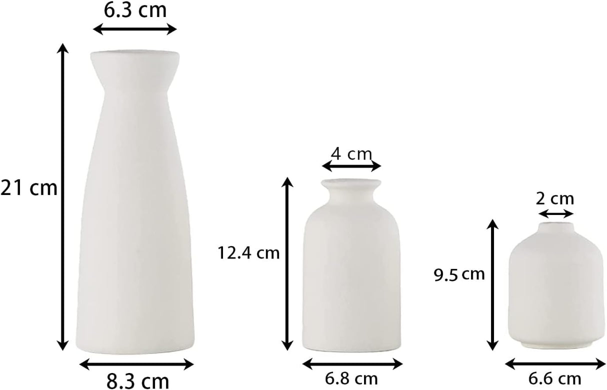 Modern white ceramic vase set of 3