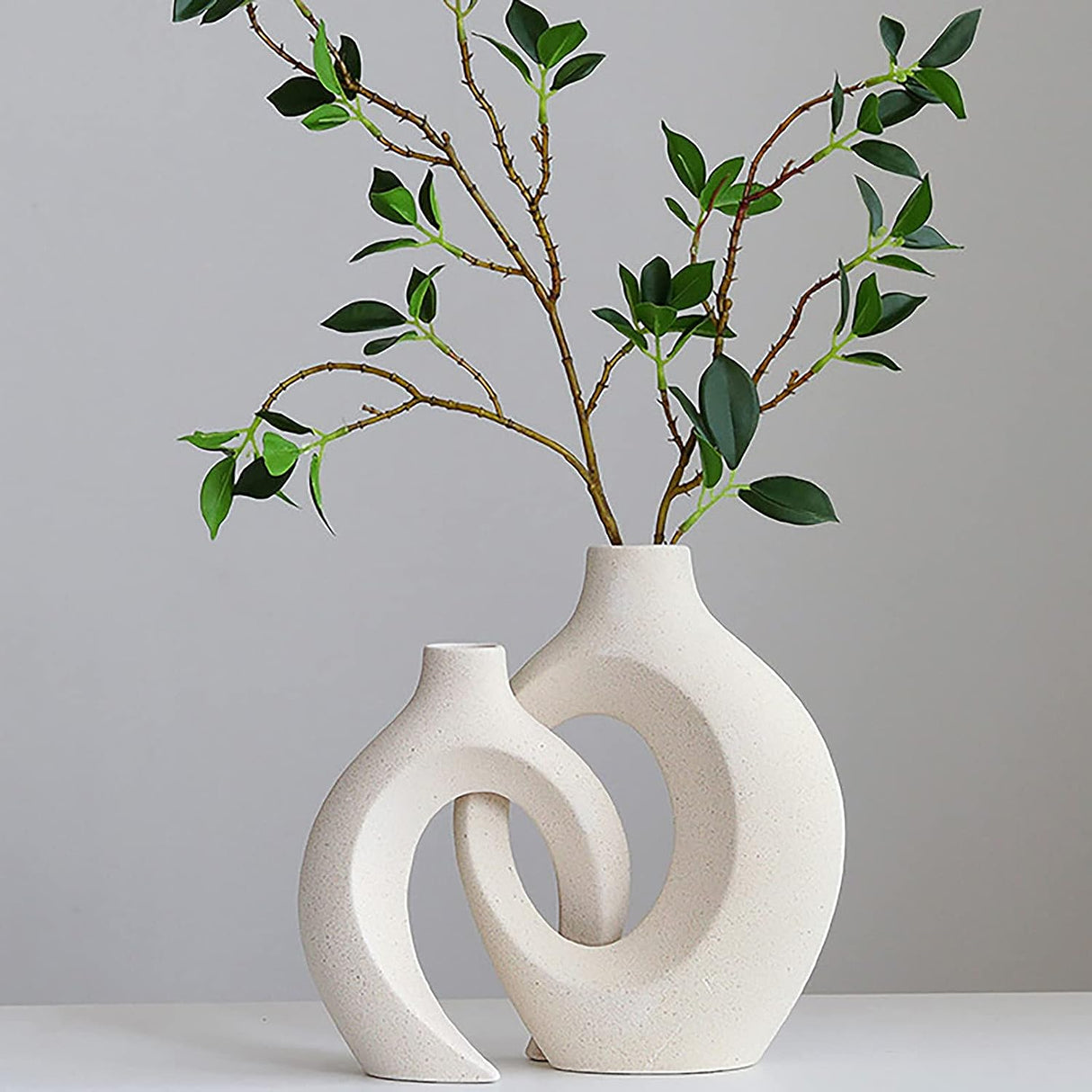 White ceramic vase set of 2