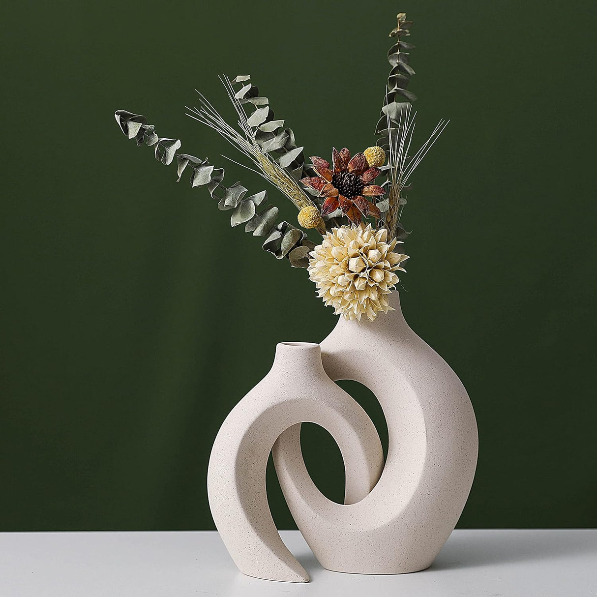 White ceramic vase set of 2