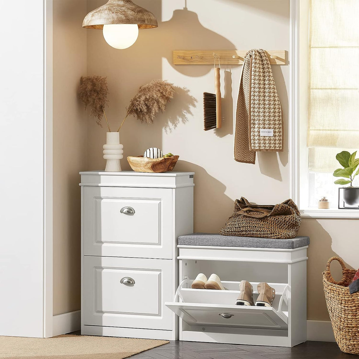 Woolsthorpe Tilt Out Shoe Cabinet, White