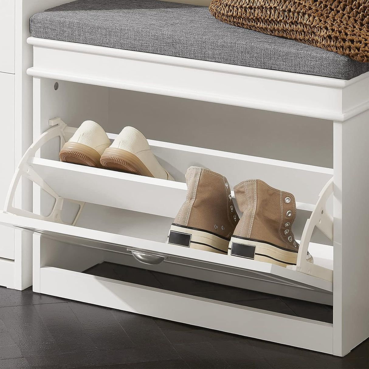 Woolsthorpe Tilt Out Shoe Cabinet, White