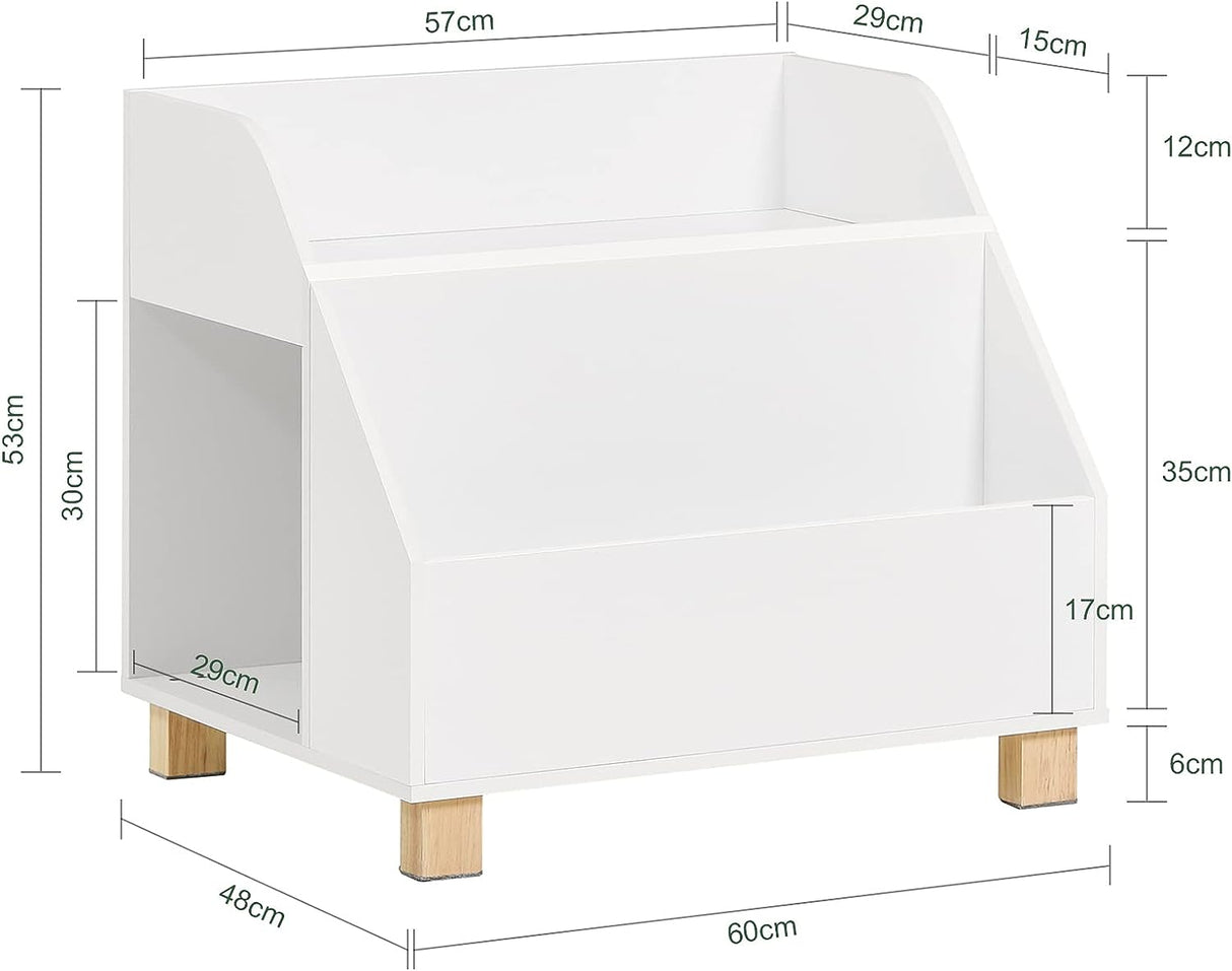 Kids Storage Bookcase, 3 Compartments White