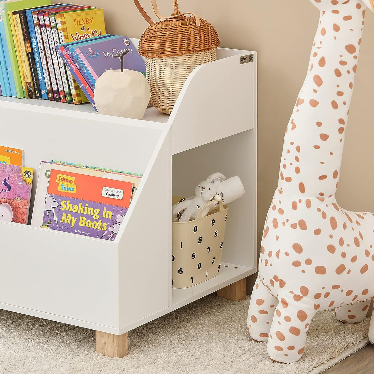 Kids Storage Bookcase, 3 Compartments White