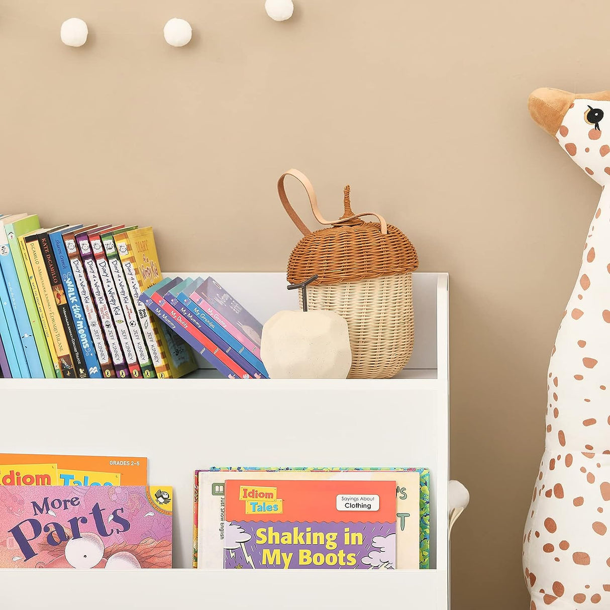 Kids Storage Bookcase, 3 Compartments White