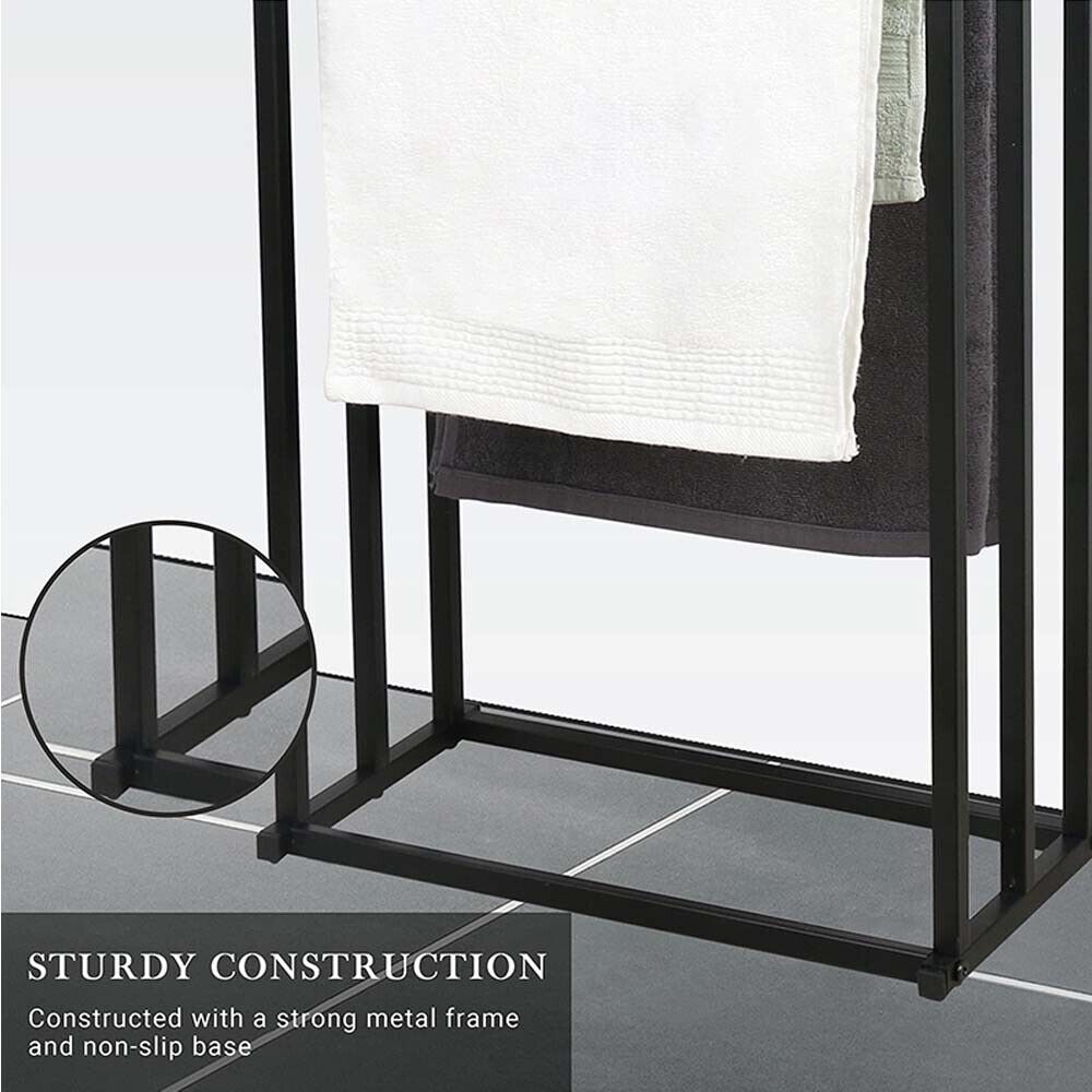 3-Tier Metal Freestanding Towel Rack — Bathroom Rail Shelf and Dryer — Allure Home Collections