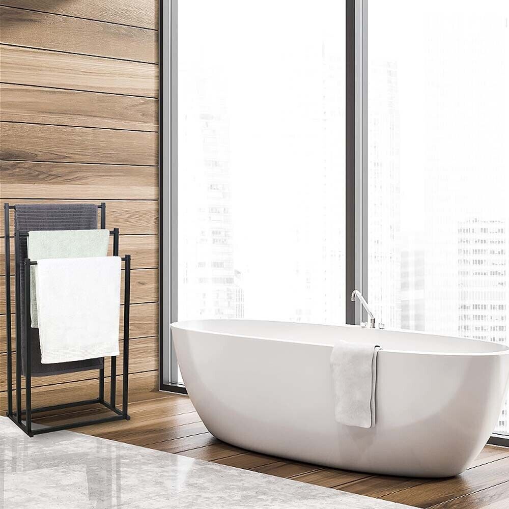3-Tier Metal Freestanding Towel Rack — Bathroom Rail Shelf and Dryer — Allure Home Collections