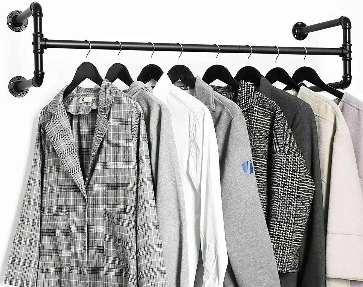Iron wall mounted clothes rack with shelf