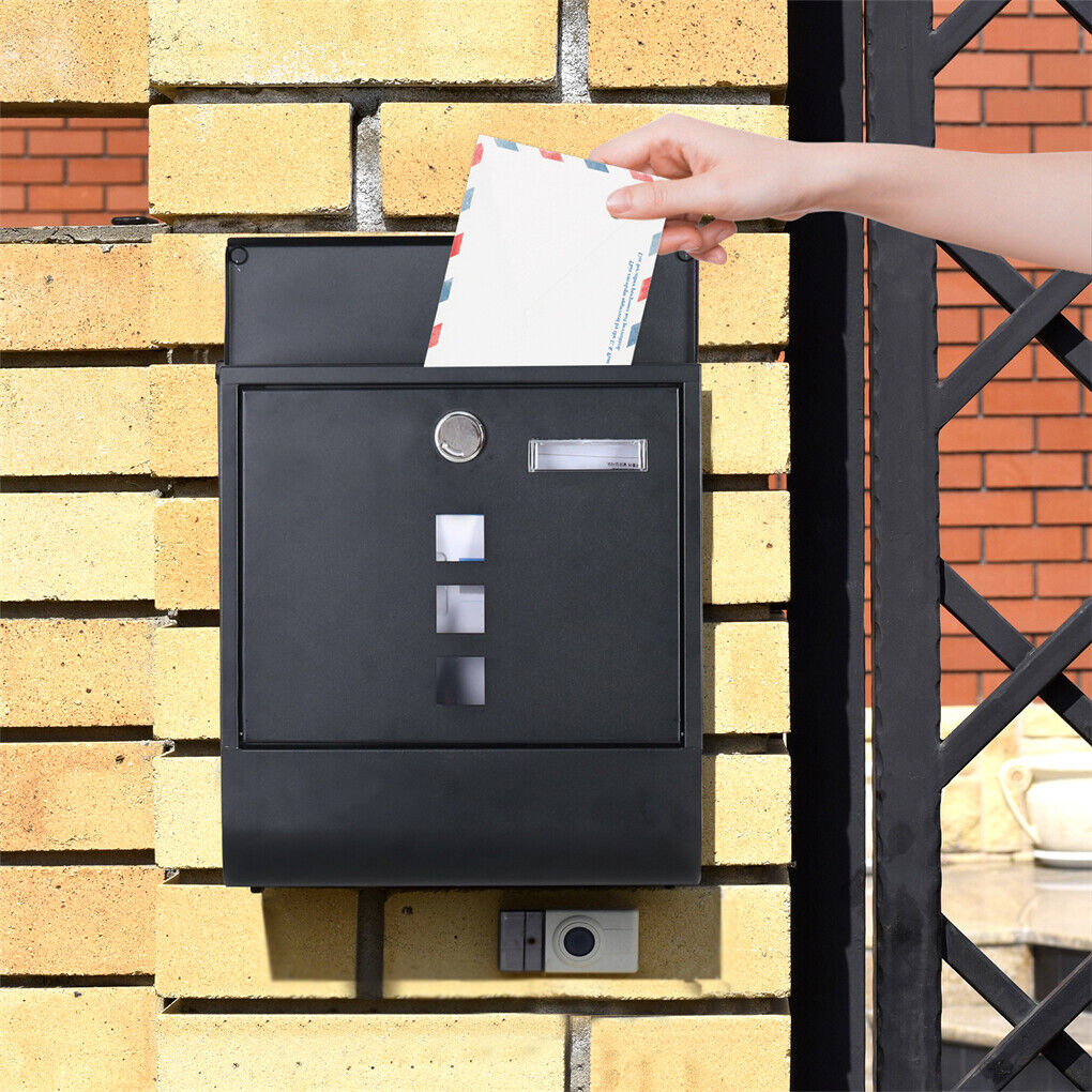 Wall mounted lockable galvanised steel mailbox with copper lock