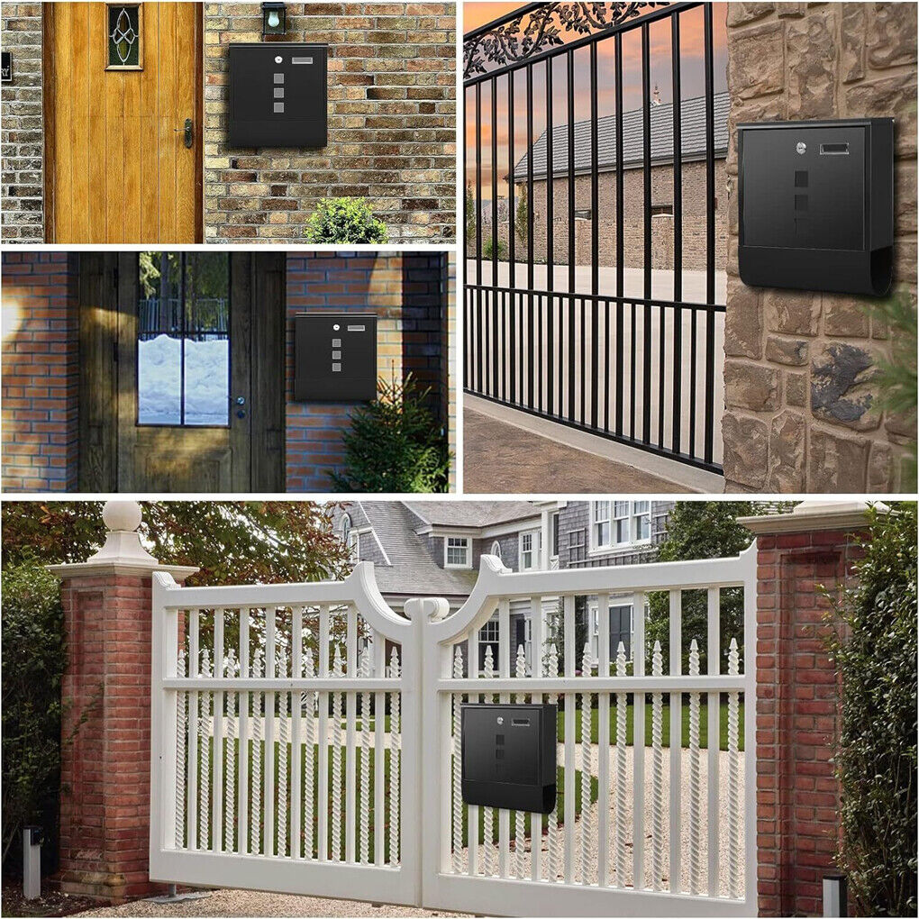 Wall mounted lockable galvanised steel mailbox with copper lock