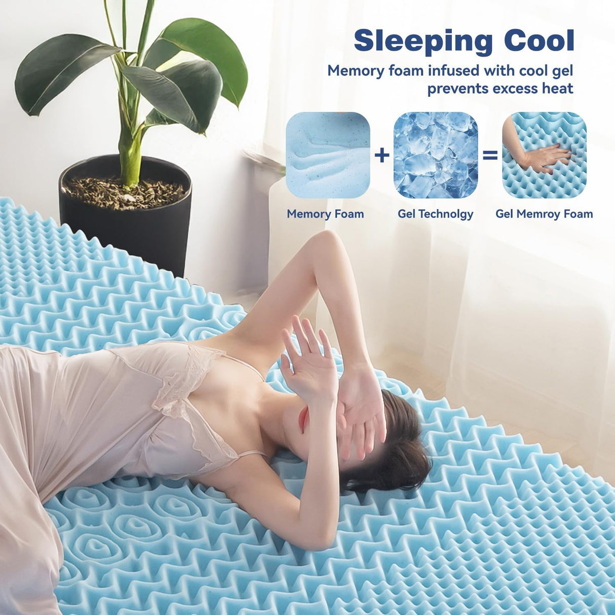 7-Zone Bamboo Memory Foam Mattress Topper — Breathable, Cooling Comfort — Allure Home Collections