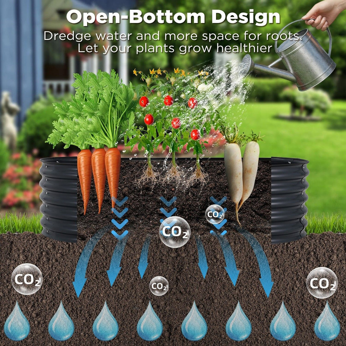Oval Galvanised Steel Raised Garden Bed — 160 x 80 x 42cm — Allure Home Collections