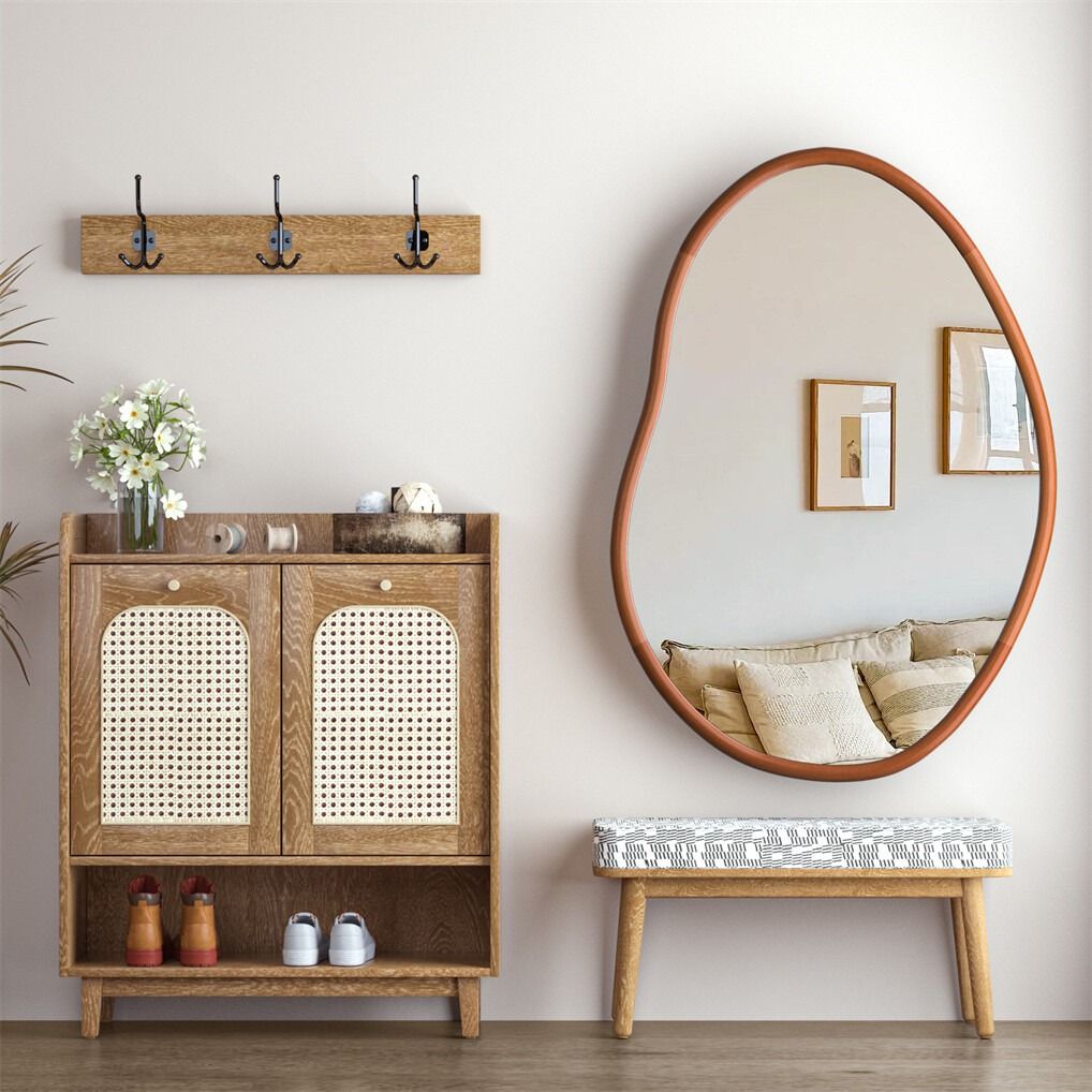 Apollo Bay Asymmetrical Wall Mirror, Beech 74.3 x 110cm