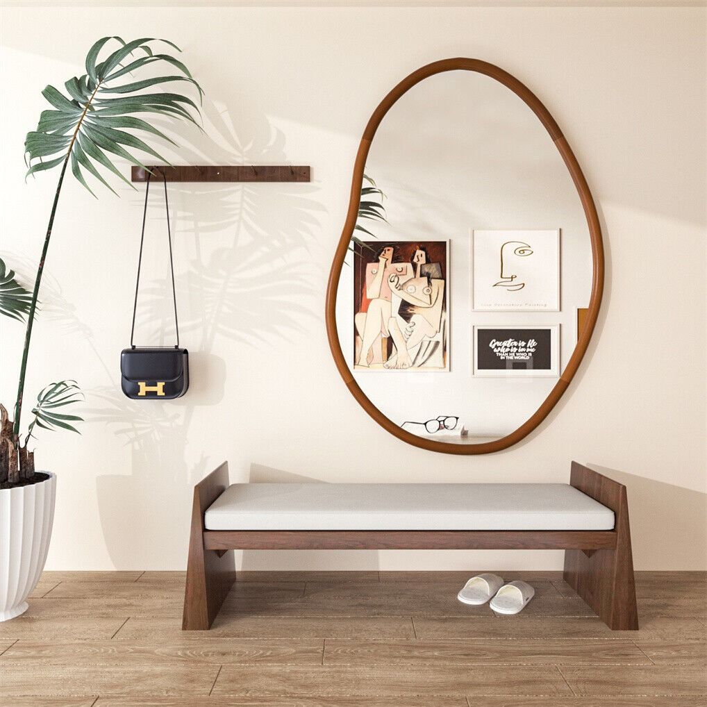 Apollo Bay Asymmetrical Wall Mirror, Beech 74.3 x 110cm