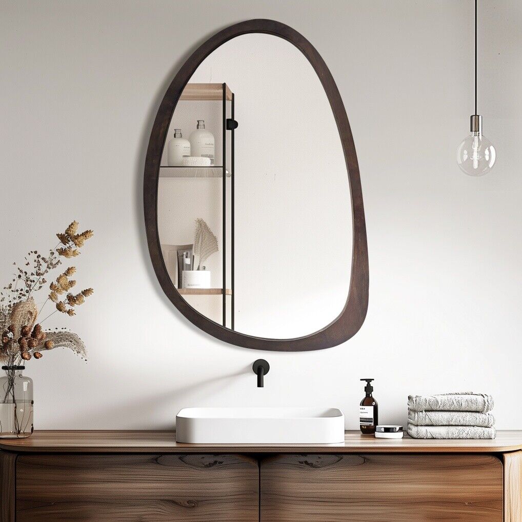 Kennett River Asymmetrical Wall Mirror, Black Walnut 50 x 70cm