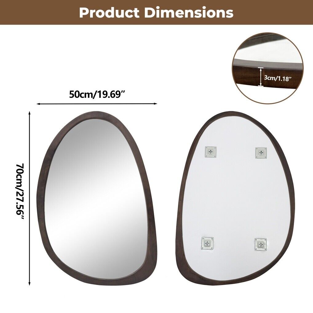 Kennett River Asymmetrical Wall Mirror, Black Walnut 50 x 70cm