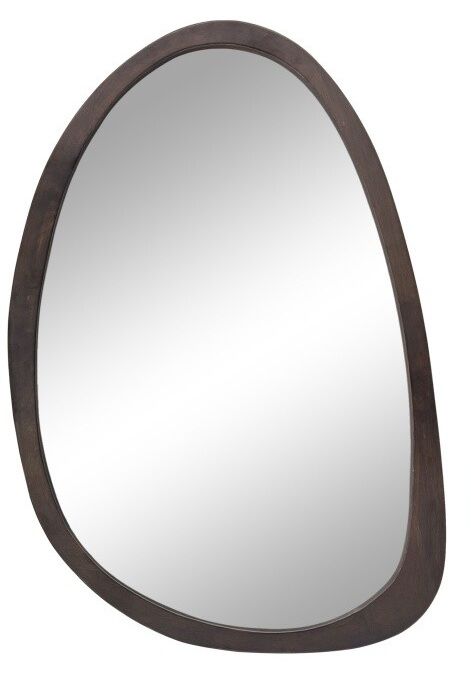 Wye River walnut framed asymmetrical wall mirror in a living room