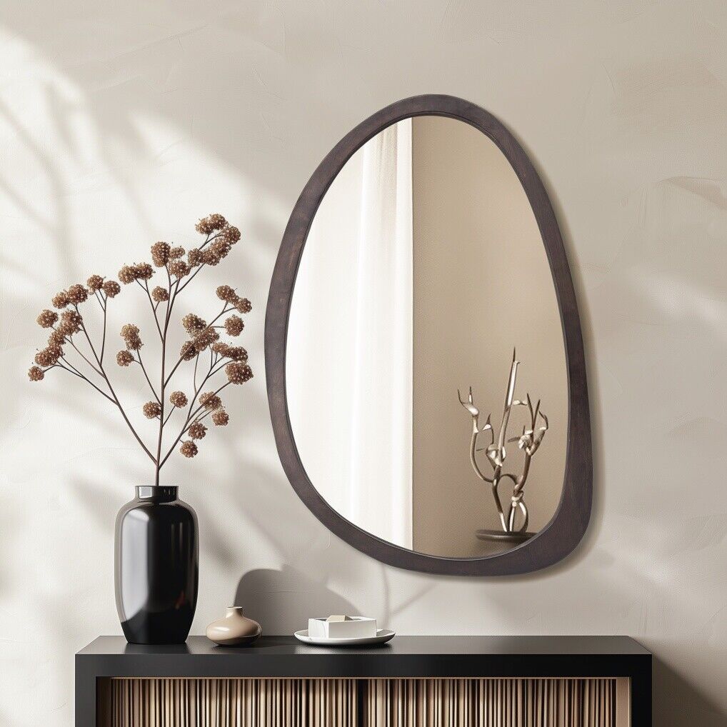 Wye River Asymmetrical Wall Mirror, Walnut 60 x 90cm
