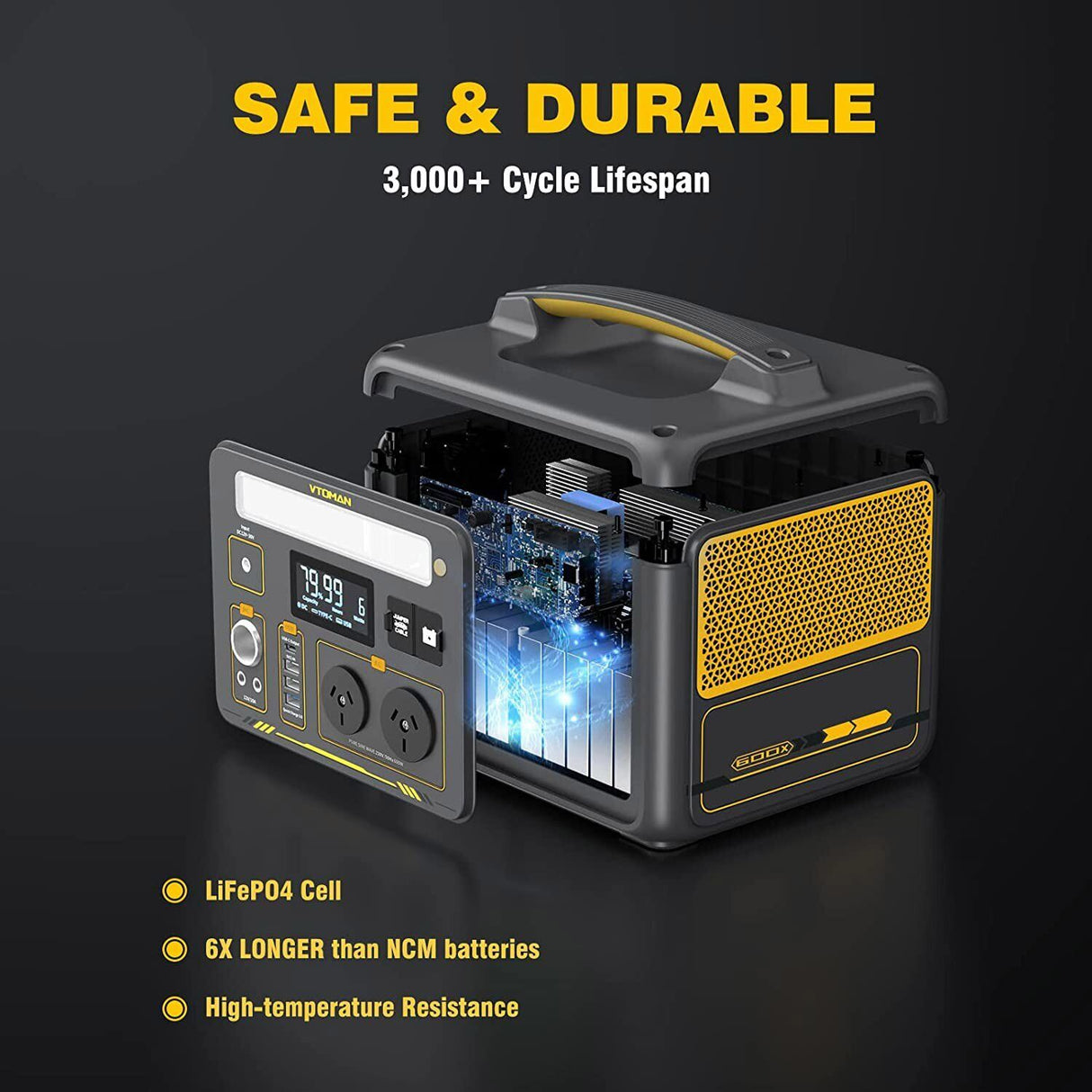 Portable Power Station, 600W with 110W Solar Panel, view 3