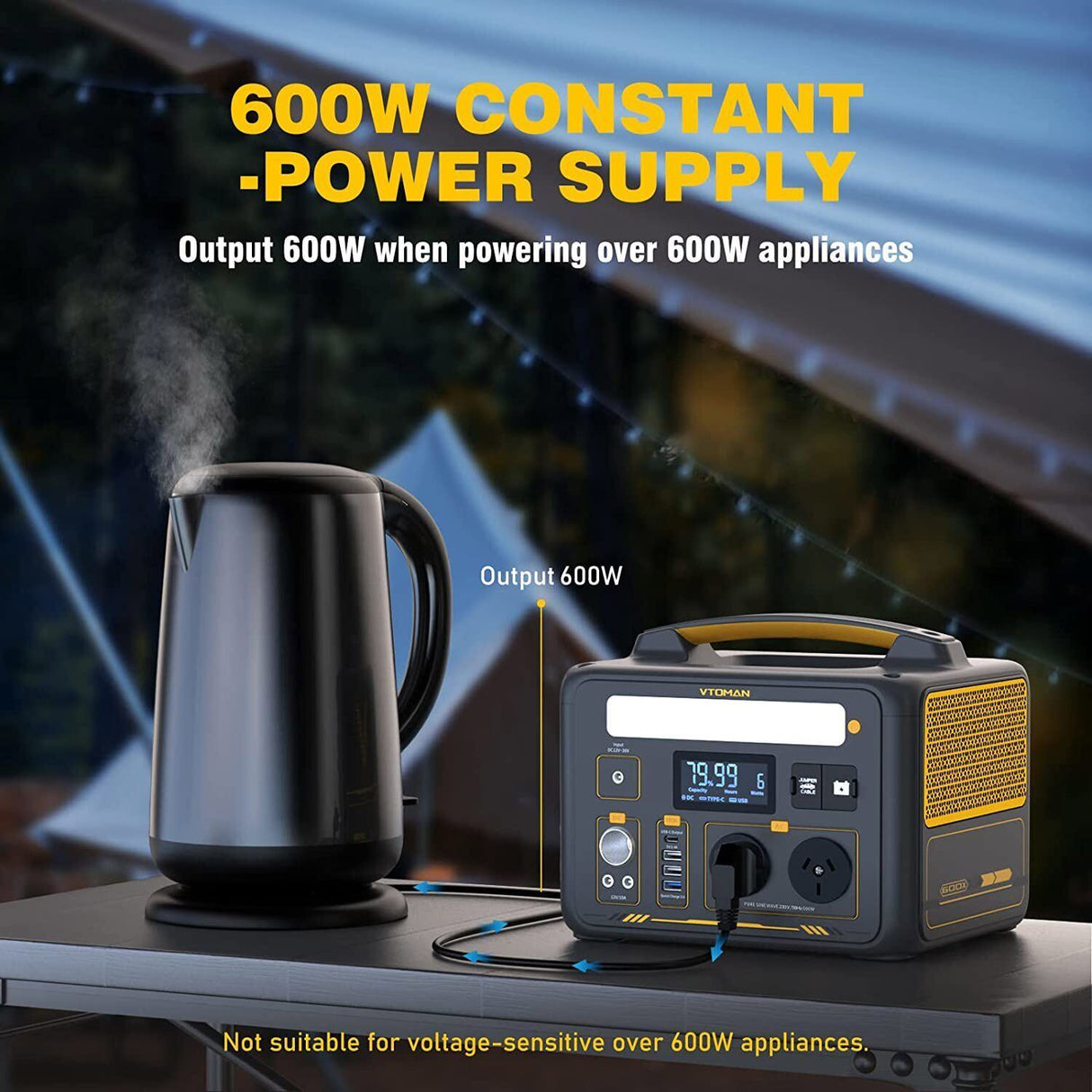 Portable Power Station, 600W with 110W Solar Panel, view 6