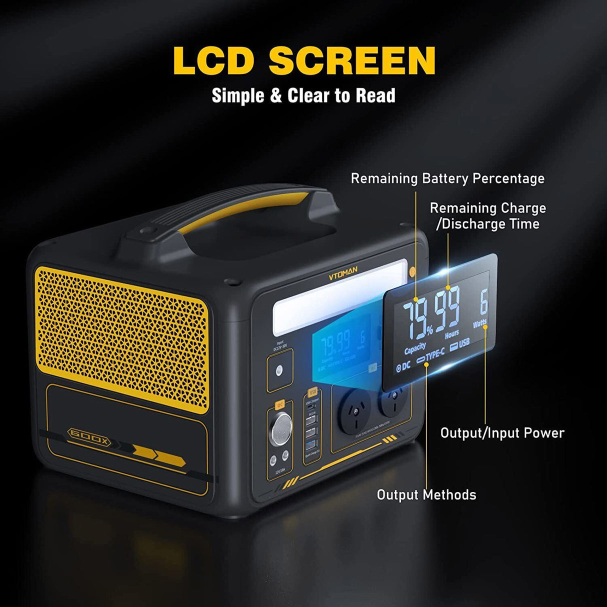 Portable Power Station, 600W with 110W Solar Panel, view 8