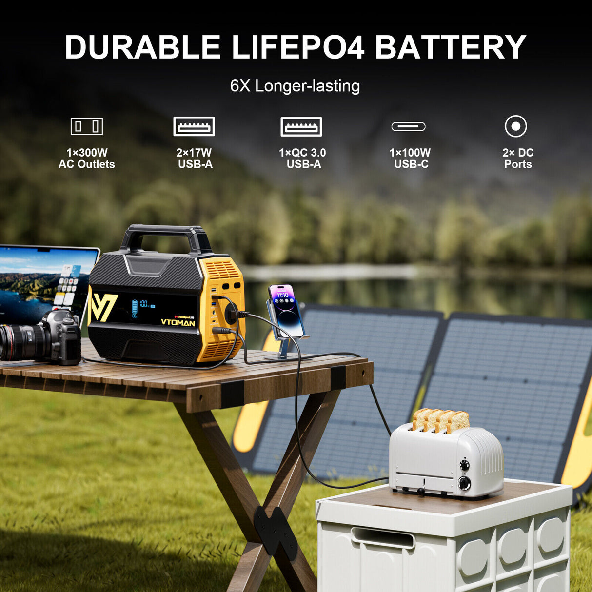 Portable Power Station, 600W Solar Camping