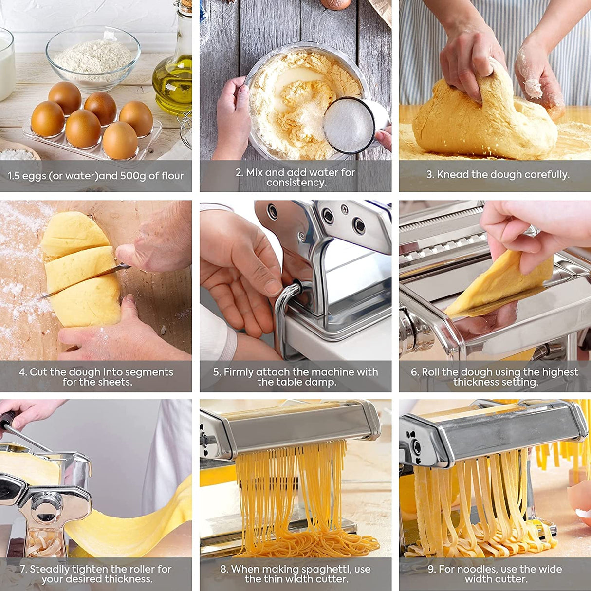 Table clamp securing the pasta maker to a benchtop