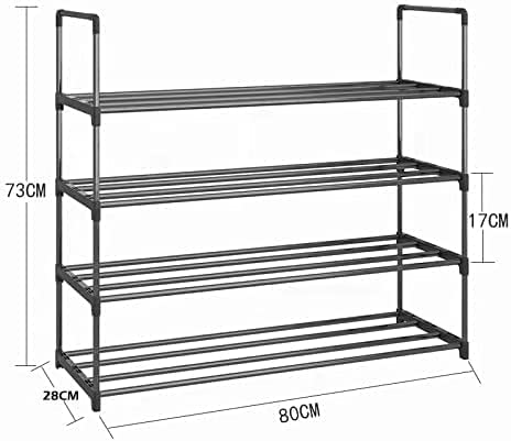4-Tier Black Stainless Steel Shoe Rack — Up to 20 Pairs, 80cm — Allure Home Collections