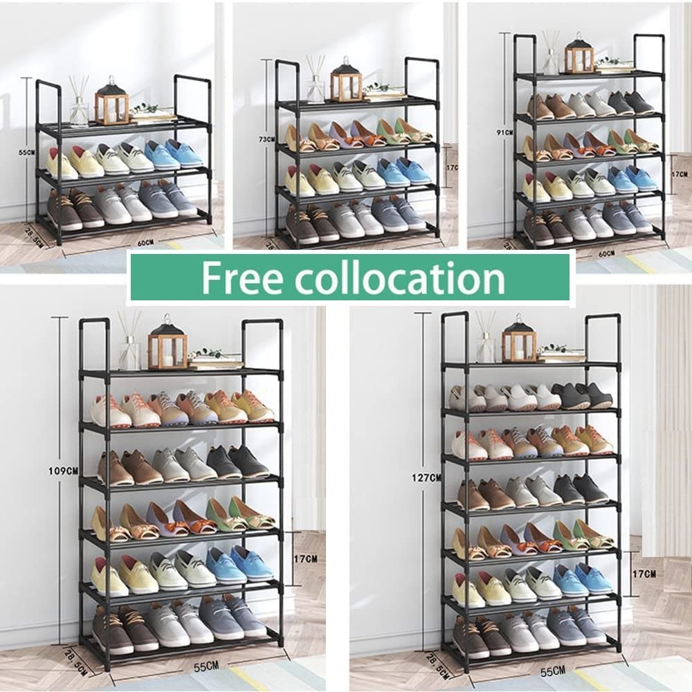 4-Tier Black Stainless Steel Shoe Rack — Up to 20 Pairs, 80cm — Allure Home Collections
